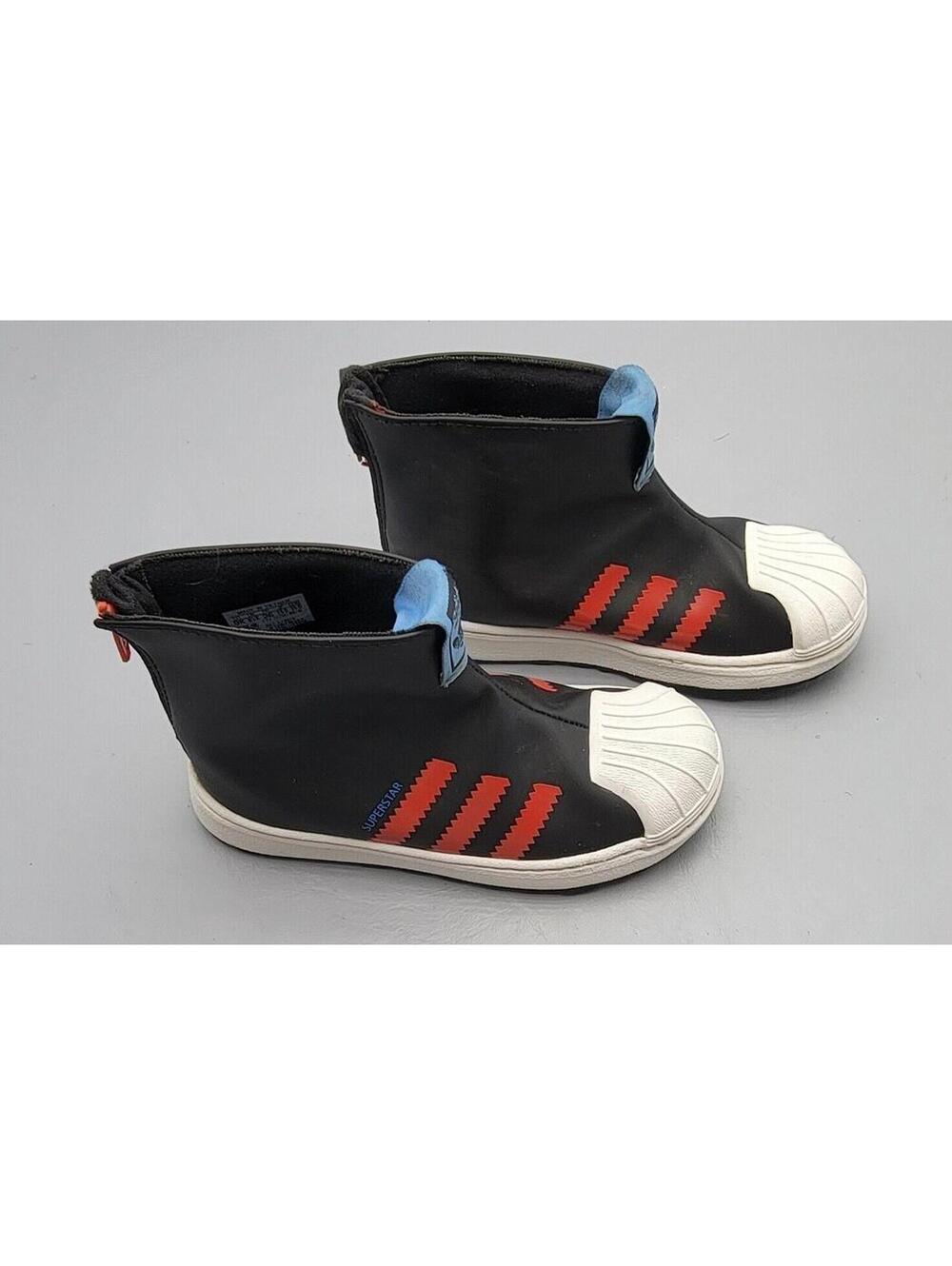 Adidas Superstar 360 Rain Boot J Kids Size 9 Black Red Waterproof Shoes S23970